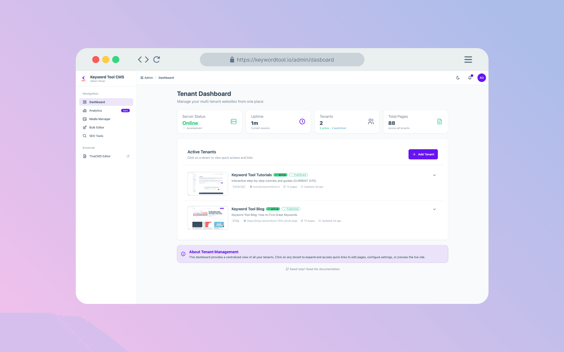 Keyword Tool CMS - slide 1